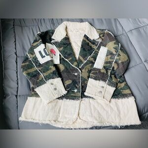 POL - Women’s Patch Camouflage Jacket with heart embellishment. Brand New size M